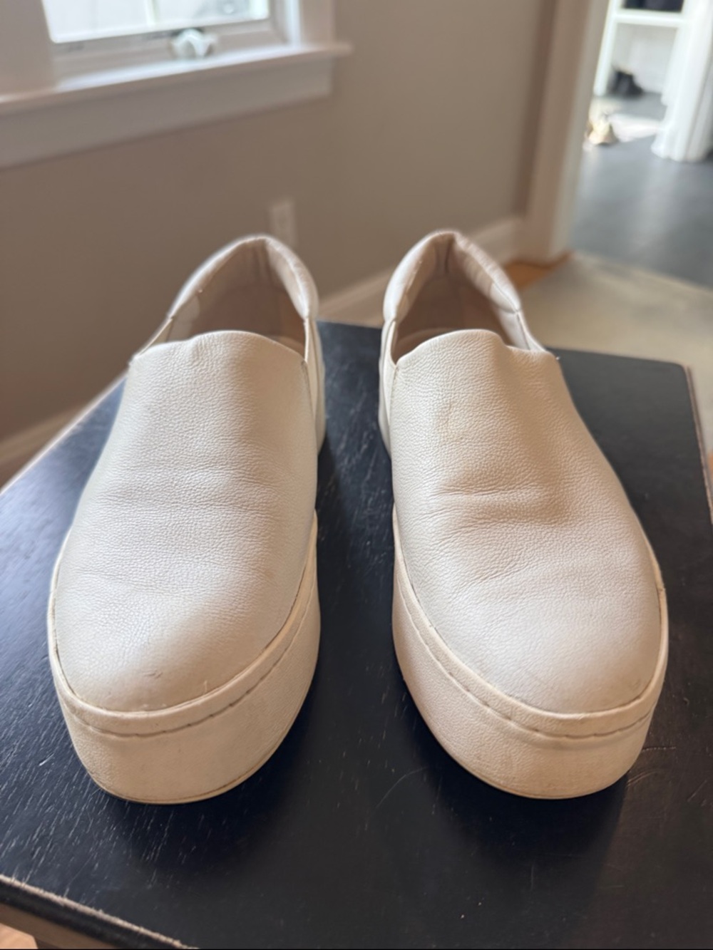 White Slip-On Platform Sneakers